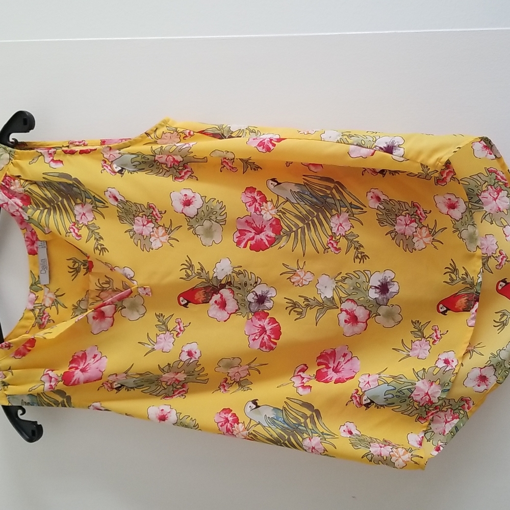 Dalia Yellow Sleeveless Top Tropical Floral Print